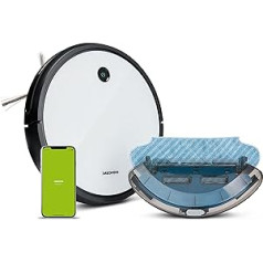 MEDION Robot Vacuum Cleaner with Wiping Function and App Control (WLAN, Alexa, Intelligent Navigation, Charging Station, Vacuum and Wiping Simultaneously, Animal Hair and Allergy Sufferers, MD 19601)