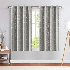 Vangao Grey Curtains Blackout Curtain with Eyelets Blackout Geometric Pattern Curtains Opaque Thermal Curtain Sun Protection for Living Room Bedroom Children's Room Pack of 2 130 W x 145 H (cm)