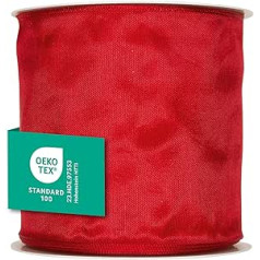 Halbach Seidenbänder Premium Gift Ribbon with Wired Edge, Width 100 mm, Length 25 m, Oeko-Tex 100 Certified Ribbon, Taffeta Ribbon, Made in Germany, Colour: Red