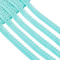 GORGECRAFT 20 Yard Ruffle Edge Stretchy 13 mm Wide Edge Elastic Lace Trim Webbing for Lingerie Crochet Lace Cord Ribbon for DIY Sewing Crafts Embellishments Medium Aquamarine