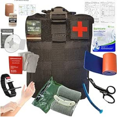 Troja Tactical IFAK First Aid Trauma Set in Waist Bag Compact Emergency Bag Medical Emergency Kit Military Bum Bag Belt Bag with Israeli Bandage