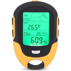 Fyearfly Digital Barometer Altimeter Compass, 7 in 1 Car Altimeter Compass Barometer Thermometer Hygrometer with Torch and Weather Forecast for Outdoor Camping