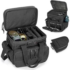 GOBUROS Tactical Weapon Range Bag with 2 Small Pistol Pockets, Weapon Travel Bag with TSA Lock and 12 Magazine Compartments, Multiple Pockets for Hunting and Shooting Range Equipment