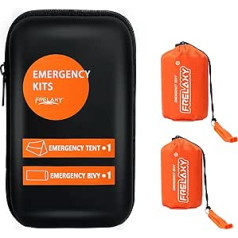 Frelaxy Life Tent Survival Bivy Set, Survival Shelter & Notfallschlafsack mit Pfeifen, Paracord, Aufbewahrungstaschen, und EVA-Hülle, perfekt für Survival-Kits