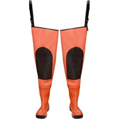 Wading Boots S5 Fishing Pond Trousers Fishing Trousers with Boots Orange Yellow Size 40-48 (48, Orange), orange