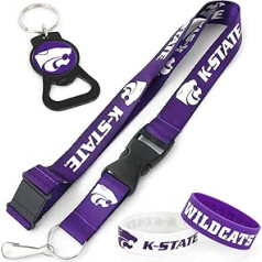 aminco NCAA Team Lanyard, Black Bottle Opener, Keyring and Rubber Bracelets Gift Set