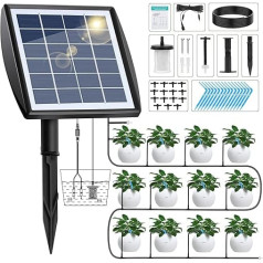 Forever Speed Solar Irrigation System, Automatic Set with Water Sensor, Self-Watering Devices with Timer, 15 m Hose for Garden, Balcony Plants, Outdoor Pot Plants