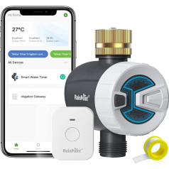RAINPOINT Irrigation Computer WiFi Automatic Irrigation System with Brass Inlet Cycle Soak Mode Smart APP Remote Control via 2.4GHz WiFi or Bluetooth for Lawn Garden
