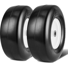 VEVOR Rasenmäherreifen, Schlauchlose Traktorreifen 330x127-152 mm, 2er-Pack Reifen- und Radbaugruppe, Pannensichere PU-Reifen, 3,25-5,9 Zoll Zentrierte Nabe, 3/4 Zoll Buchsengröße, 20-teiliger Adapter