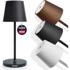 charlique LED Battery Table Lamp (Black) - Dimmable Dinner Light - Table Lamp with USB, Indoor/Outdoor, Warm White - with Splash Protection for Balcony, Patio and Garden - 28 cm High