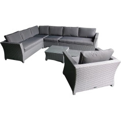 Ragnarök-Möbeldesign Polyrattan – German Brand – Own Production – 8 Year Guarantee on UV Resistance – Lounge Garden Furniture Glass Upholstery Grey Garden Furniture Aluminium Rustproof Sofa