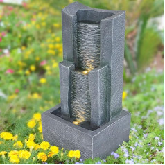 Amur indoor fountain, garden fountain, ornamental fountain, bird bath with LED light, 230V waterfall, water feature for garden, garden pond, patio, pond, balcony, very decorative.