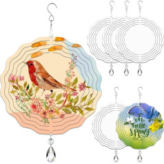 WindMage Sublimations-Windspinner, Rohlinge, 3D-Aluminium, Metall, Windskulptur, kinetische Spinner für Hof und Garten, Innenbereich, Kunst-Ornamente, hängende Dekoration (Wellenblumen)