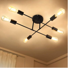 Depuley Modern LED Ceiling Light Chandelier Pendant Lamp Vintage 6 Lights Metal Chandelier Lamp for Living Room Cafe Black (E27 Bulb Not Included)