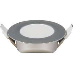Kamilux 3 x Flat LED Recessed Furniture Light Flip IP44 6 Watt Installation Depth 30 mm Light Colour Warm White 3000 Kelvin Colour in Silver 230 V Connection
