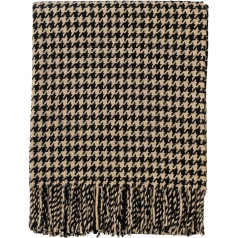 Glen Isla 100% Lambswool Houndstooth Picnic Blanket Black & White Made in UK