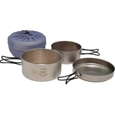 Extremely Lightweight 3 Piece Camping Tableware Set - Titanium - Large