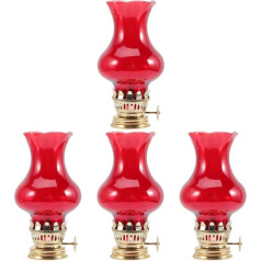 Uonlytech Pack of 4 Oil Antique Lamp Home Lantern Clear Lamps Base Decorative Brass Garden Glass Patio Deck Burner Torch Retro Accessories Lampshade Vintage Wick Chamber Oils Shadow