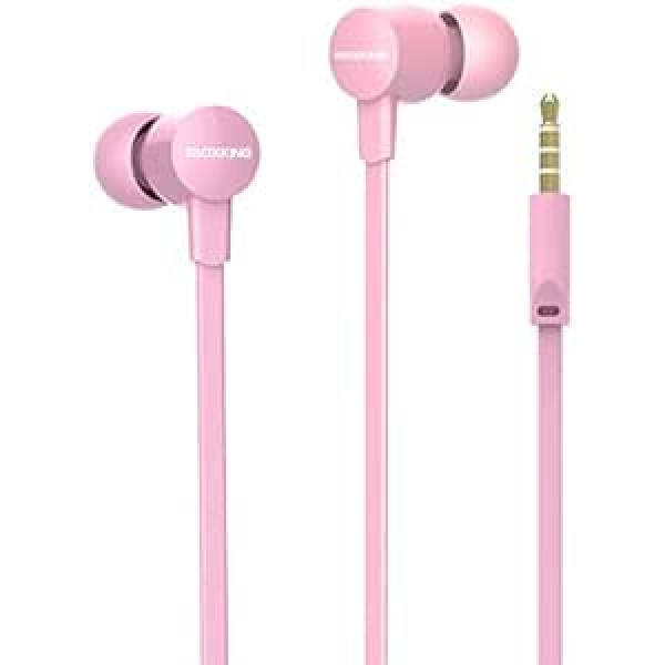 Wired Headphones with Small Ears, Comfortable and Lightweight, Flat Cable, Headphones with Microphone and Volume Control for Mobile Phone, Laptop