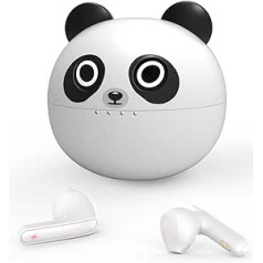 Wireless Headphones, Mini Bluetooth Headphones with Microphone, 2022 Updated Cute Panda Kids Adults In-Ear Wireless Headphones, IPX5 Waterproof Gaming/Music Mode Stereo Headset