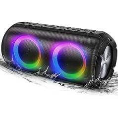 Oraolo Luster Wireless Bluetooth Speaker, Bluetooth Speaker with Lights, Portable Speaker 24W Loud Stereo Sound, 24H Playtime, AUX-in, IPX6 Waterproof for Outdoor Camping