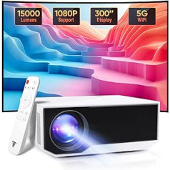 Projector with 5G WiFi Bluetooth, Mini Outdoor/Home Video Projector Full HD Native 1080P Portable Projector 4K Home Cinema 12000 Lumens Compatible with iPhone/Android/HDMI/USB/PS5/TV Stick/PC.