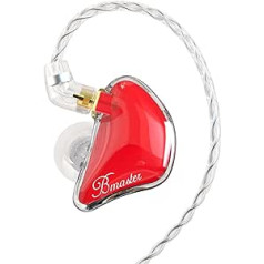 BASN Bmaster In-Ear Monitor Musician Headphones 3 Driver Dynamic Earbuds Sound Isolating with Two Detachable Audio and Microphone Cables (Red)