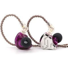 LINSOUL KZ ZS10 Pro, 4BA+1DD 5 Driver In-Ear Monitor, HiFi Wired Earbuds, Gaming Headphones, Hybrid IEM Headphones with Stainless Steel Front Plate, 2-Pin Removable Cable (with Mic, Purple)