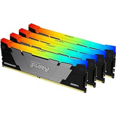Kingston Fury Renegade RGB 64GB 3600MT/s DDR4 CL16 DIMM (Kit of 4) 1Gx8 Desktop Gaming Memory - KF436C16RB12AK4/64