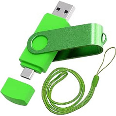 Vixelle 8 GB High Speed USB 3.0 Type-C Flash Drive with Lanyard - 360° Swivel Pen Drive with Keychain Loop - 2-in-1 Dual USB C Memory Stick - 8GB USB Stick for Smartphone, Tablet & Computer - Green