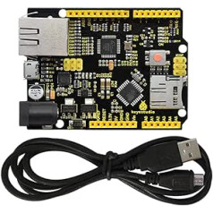 KEYESTUDIO W5500 Ethernet-Steuerplatinen-Entwicklungsplatine für Arduino IDE, unterstützt MicroSD-Karte mit USB-Kabel, Nicht Ethernet-Shield (KEIN Pin)