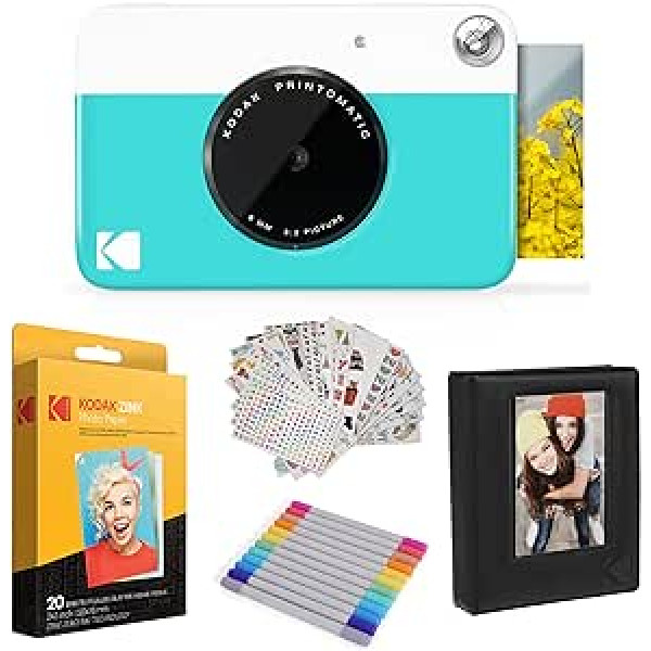KODAK PRINTOMATIC Digitale Sofortbildkamera, Vollfarbdrucke auf Zink 2x3-Fotopapier mit Sticky-Back-Funktion - Drucken Sie Memories Sofort (Schwarz), 50-Pack-Papierbündel
