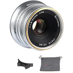 7artisans 25mm F1.8 Manueller Fokus Objektiv für Canon M Mount Kameras wie M1 M2 M3 M5 M6 m10- Silber