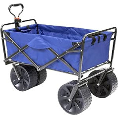 Mac Sports Heavy Duty Steel Frame Collapsible Folding 68 kg Capacity Outdoor Beach Garden Utility Wagon Cart with 4 All Terrain Wheels, Blue/Black