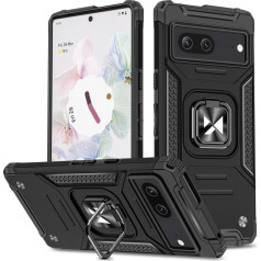 Bruņu maciņš Google Pixel 7, Ring Armor magnētiskais turētājs, melns