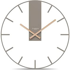 Cander Berlin Jenson XXL Wall Clock Silent 40 cm Metal Wooden Hands No Ticking Large Modern Warm Grey Living Room Kitchen Vintage