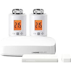 HOMEPILOT Heizung Smart-Home Starter-Set - 2X Heizkörper-Thermostat, 1x Fensterkontakt + Gateway Premium, Zentrale inkl. App & Sprachsteuerung (Siri, Google & Alexa kompatibel)