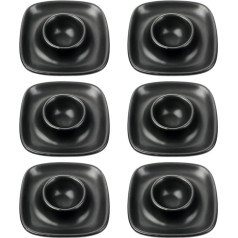 Schramm® Set of 6 Egg Cups Porcelain White or Black Square 9.5 x 9.5 cm Available in 3 Different Colours Egg Holder with Shelf Egg Stand Colour: Black