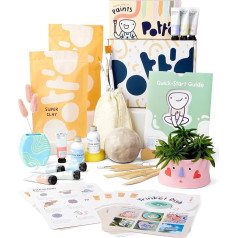 Pott'd Clay Ceramic Set for At-Home Beginners - Air Drying The set includes: Air-drying clay, tools, paints, brushes, sealant, instructions - pastel colours