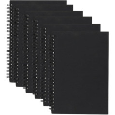 HAKZEON Skizzenbuch, 100 g/m², A5, 60 Blatt/120 Seiten, schwarzer Krafteinband, Spiralbindung, blanko, Skizzenblock für Notizen, Malen, Schreiben, Zeichnen, Reisen, 6 Stück