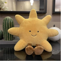 EXQULEG Smile Sun Plush Decorative Cushion, Moon Cushion for Children to Cuddle Sofa Cushion 3D Plush Toy Birthday Gifts Decorative Cushion (Sun 50 cm)