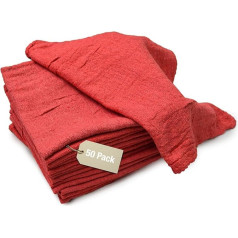 Pro-Clean Basics Pack of 50 Red Polycotton Reusable Cleaning Cloths - 10