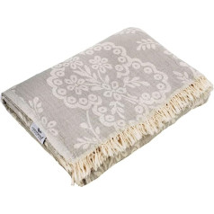 Carenesse Jacquard Bedspread Single Size Paisley 150 x 200 cm Grey I Elegant & Delicate Reversible Blanket Made of 100% Cotton with High-Quality Weave I Throw for Bed and Sofa I Blanket Thin & Light
