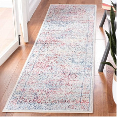 Safavieh Brentwood Collection Transition Rug for Living Room, Dining Room, Bedroom, Short Pile, Ivory and Blue, 24 x 96 Inch, Polypropylene (PP)