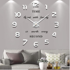 Vangold Modern Mute 3D Sticker DIY Large Wall Clock Home Office Decor Gift, large