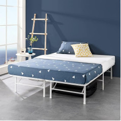 Zinus 35 cm Mattress Topper No Assembly SmartBase Metal Bed Frame, Easy Assembly, Under Bed Storage, 150 x 190 cm, White