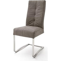 123Wohndesign Salva Set of 2 Chairs in Sand Vintage and Stainless Steel Cantilever Luxury Comfort Seat Dining Room Chair Set of 2