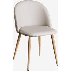 Sklum Pack of 2 Dining Chairs Upholstered in Kana Faux Leather Natural