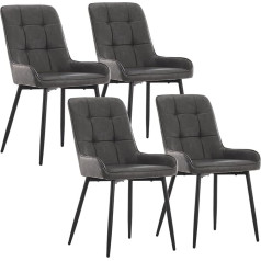 Clipop Dining Room Chairs Set of 4 Grey PU Leather Padded Kitchen Chairs with Soft Backrest and Metal Legs, Lounge Leisure Reception Chairs for Dining Room Living Room Office