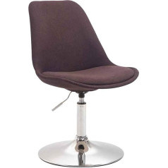 CLP Maverick Fabric Dining Room Chair, Height-Adjustable Recliner Chair, Swivel Chair with Trumpet Base, Seat Height from Approx. 43-48 cm, Colour: Brown, Frame Colour: Chrome